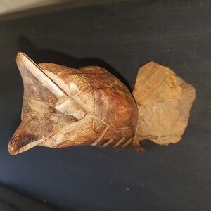 Carved Wooden Owl Sculpture